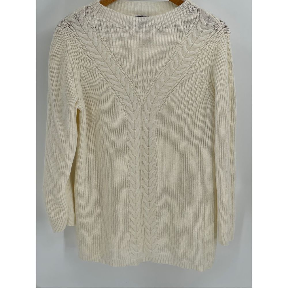 Talbots Sweater Women‎ 1X Petite Off White Cable Knit